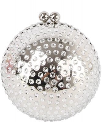 Rhinestone Ball Clutch Crossbody Bag LGZ102 SILVER